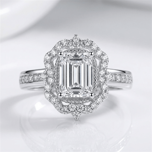 RECTANGLE DIAMOND HALO RING