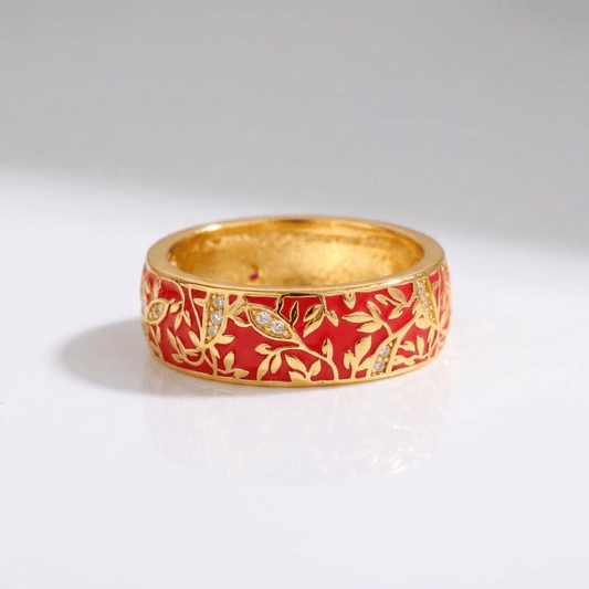 GOLD VINTAGE LEAF BAND RING