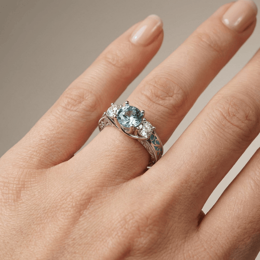 SILVER GEMSTONE OVAL HALO RING