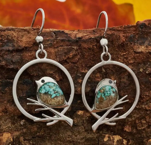 Vintage Bird on Branch Earrings – Symbol of Freedom & Serenity