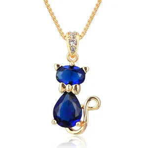 Crystal Cat Pendant Necklace